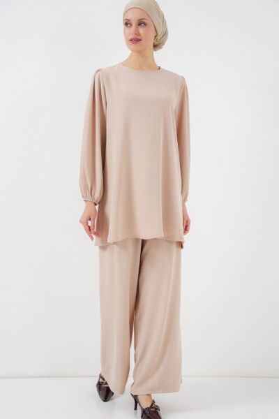 Ayrobin Tunik Pantolon Alt Üst Takım 6712 - Krem