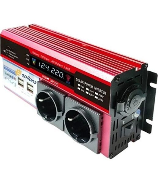 Buffer® 12v 2000w Modifiye Sinüs İnverter Araç Ve Güneş Enerjisi Uyumlu, Çift Usb, Çift Priz Ve Çakmaklık Epilons