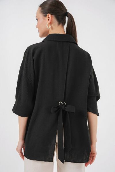 Bağlama Detaylı Ayrobin Gömlek 20290 - Siyah