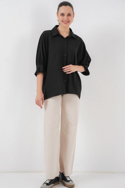Bağlama Detaylı Ayrobin Gömlek 20290 - Siyah
