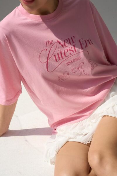 Baskılı T-Shirt - Pembe
