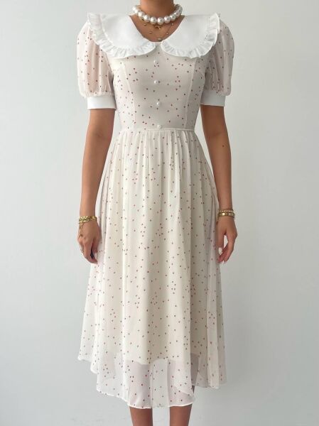 Aversa İnci Detay Şifon Elbise