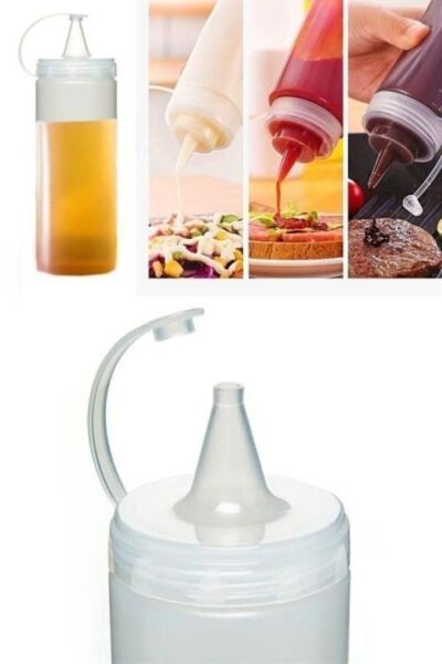 BUFFER® Şeffaf Kapaklı Sızdırmaz Yağlık Sosluk Şişesi Plastik Yağdanlık 400 ml AP-9028