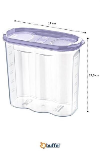 BUFFER® 2 Kapaklı Ölçekli Erzak Kuru Gıda Saklama Kutusu Kabı - 1,7 Litre - SA935