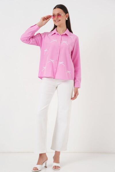 Fiyonk Detay Gömlek 20311 - Pembe