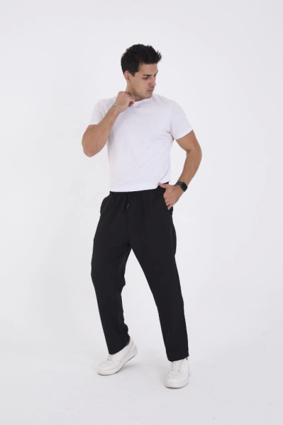 Kışlık Dabıl Kumaş Basic Eşofman Pantolon - Siyah