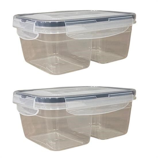BUFFER® 2 Bölmeli 0,45+0,45 Litre Kilitli Kapaklı Erzak Saklama Kabı LC-524